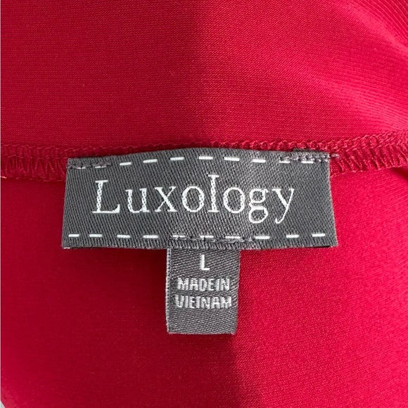 Luxology, Cold Shoulder Lace Up Detail Ruch Side Red Size Lg - Picture 8 of 9